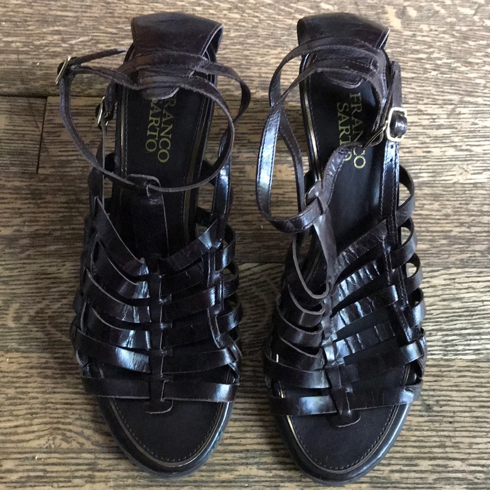 Soft brown leather Franco Sarto heeled sandals